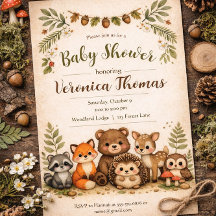 Skogstema Söt Skogsdjur Baby Shower