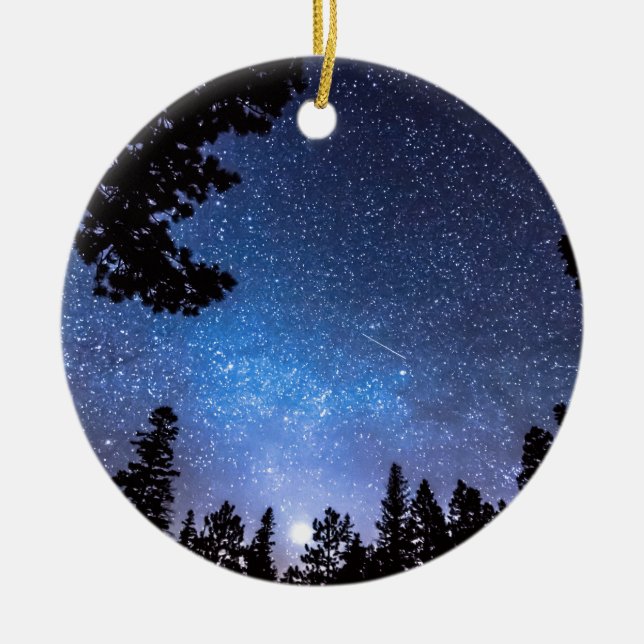 Skogstjärna som stirrar en astronomifröjd julgransprydnad keramik (Framsidan)