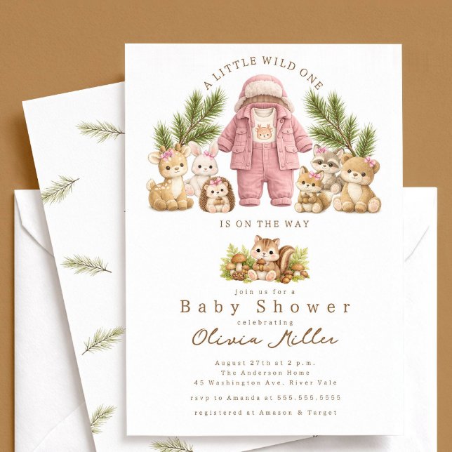 Skogstjej Baby Shower Inbjudan Rosa (Skapare uppladdad)