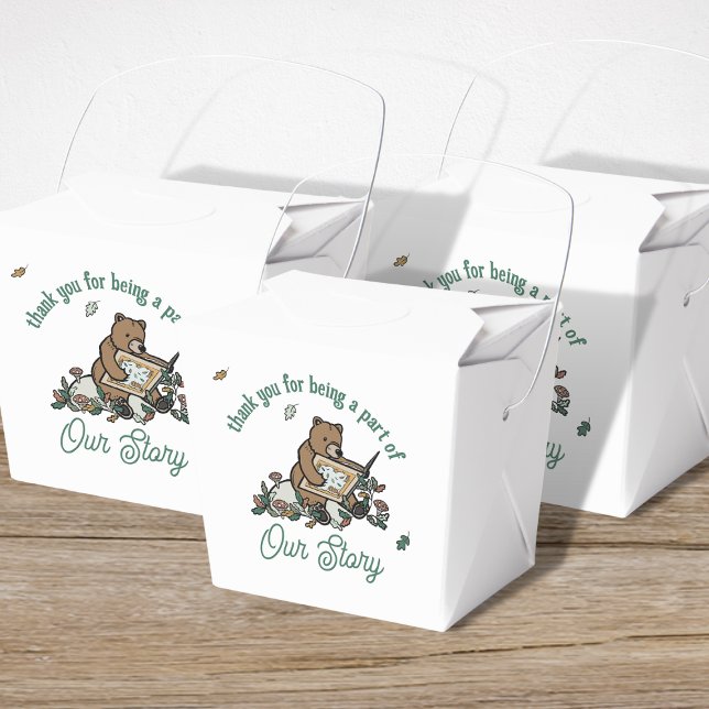 Skogstorybook Bear Baby Shower Presentaskar (Woodland Storybook Baby Shower Favor Box)