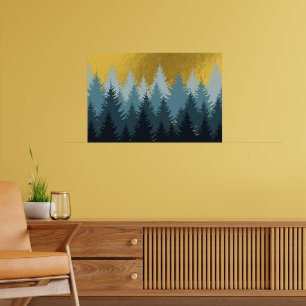 Skogsträd Gyllene Landskap Poster