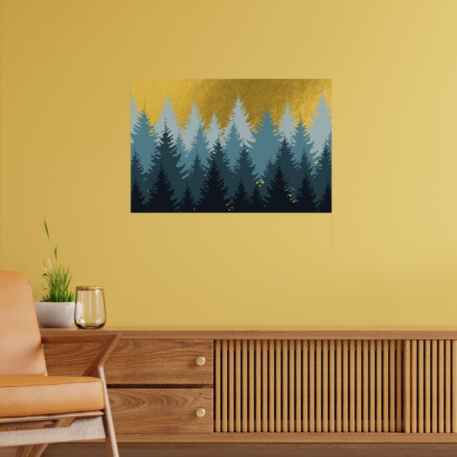 Skogsträd Gyllene Landskap  Poster (Vardagsrum 2)