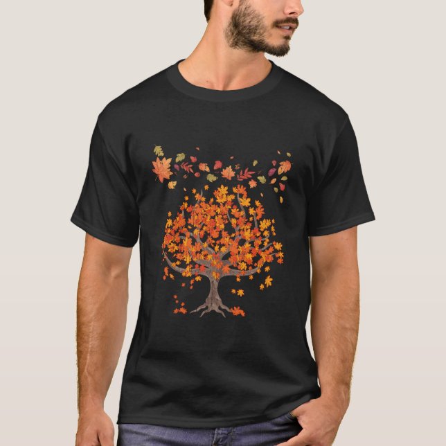 Skogsträd Höstblad Natur Höst T Shirt (Framsida)