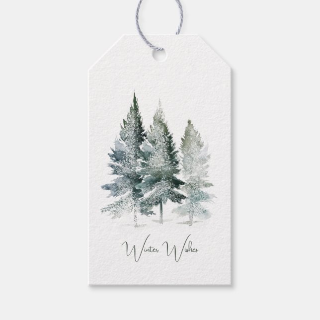 Skogsträd Jul Presentetikett (Framsidan)