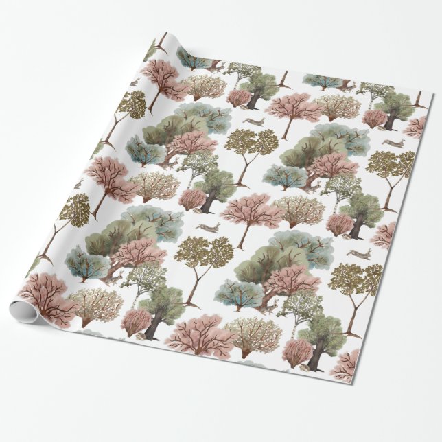 Skogsträdet Kaniner Presentpapper (Utrullad)