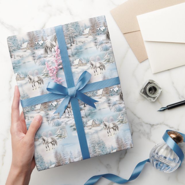 Skogsträdgård i mönster under vintern presentpapper (Gifting)