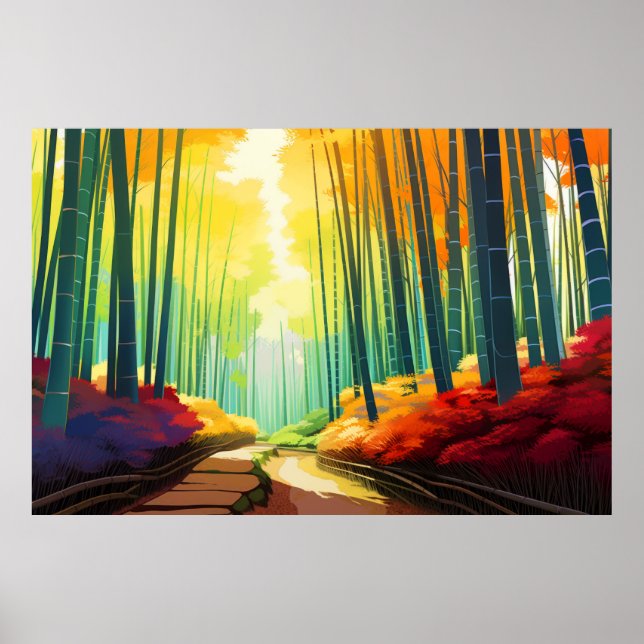 Skogsträdgården Bamboo Landcape Natature Poster (Framsidan)