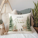 Skogsträdsdjur - babyskor kudde<br><div class="desc">Vi presenterar våra skogsdjur, babyduschen dekorativ kudde - perfekt för ett sött och visstiskt firande! Det är underbart för en gender-neutralt-dusch. Den här bohemiska designen är en ljuv och enkel scen med sitt naturliga landskap grönt träd och klassisk uggla och klassiska fåglar. Idealisk för att ha välkomnat en liten pojke...</div>