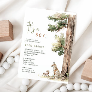 Skogsträdsdjur En pojke! Baby Shower Inbjudningar