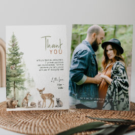 Skogsträdsdjur - Flat Photo Baby Shower Tack Kort