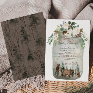 Skogsträdsdjur Mason Burk Baby Shower Inbjudningar