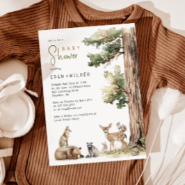 Skogsträdsdjur Par Baby Shower Inbjudningar