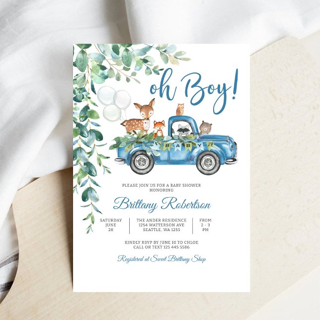 Skogstrakig Pojkbarn Baby Shower Inbjudan (Skapare uppladdad)