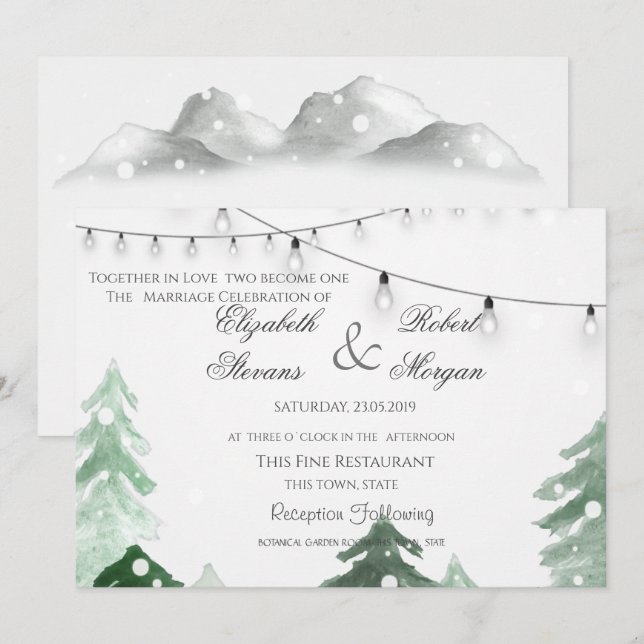 Skogstramning Light Bröllop Inbjudningar (Fram/baksida)