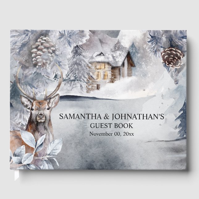Skogstuga i vedland land snö gästböcker (Framsida)