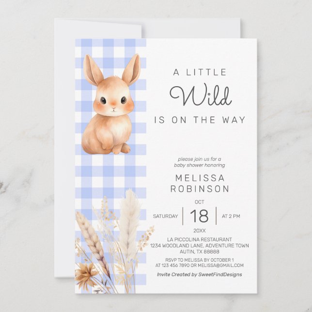 Skogstuva i Fall Forest Bunny Unge Pampas Pojke Inbjudningar (Framsida)