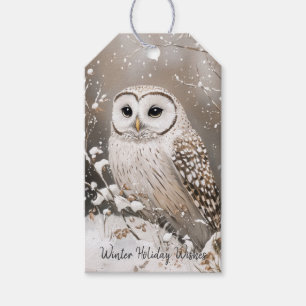 Skogsuggla Vinter Jul Presentetikett
