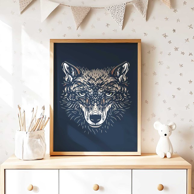 Skogsulvsnurseries väggkonsttryck Nurseries dekora Poster (Woodland Wolf Nursery Wall Art Print Nursery Decor by TinkPrints.)