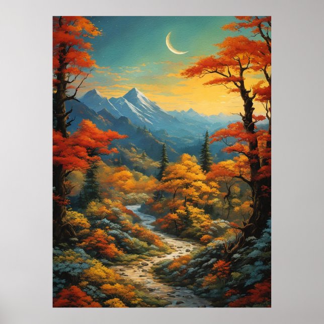 skogsväg skog utomhus natur måne poster (Framsidan)