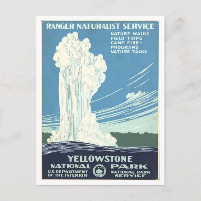 Skogsvaktare Naturalist Service i Yellowstone-Vint Vykort (Framsida)