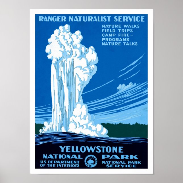 Skogsvaktare Naturalist Service ~ Yellowstone Poster (Framsidan)