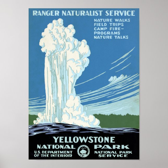 Skogsvaktare Naturalist Service Yellowstone Vintag Poster (Framsidan)