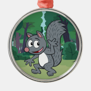 Skogsvaktare Rick Grått Squirrel Wave Julgransprydnad Metall