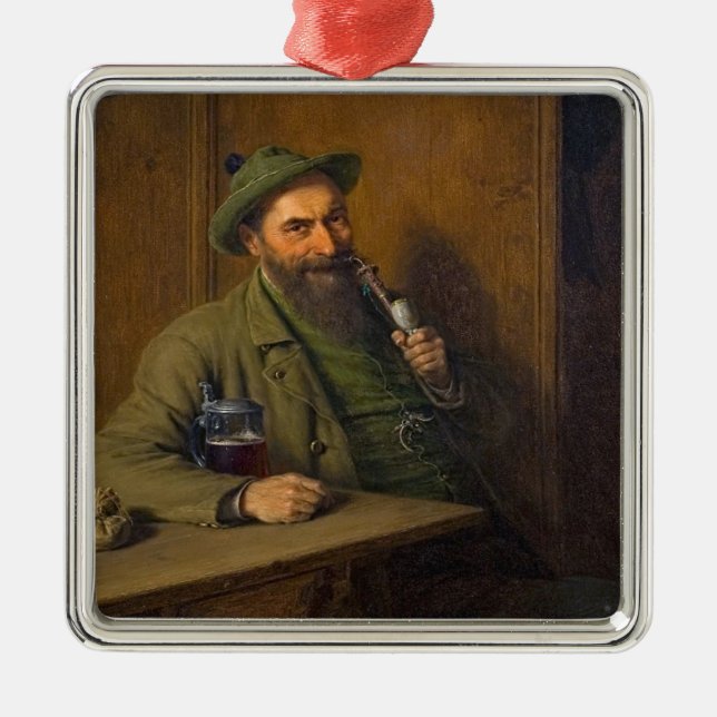 Skogsvaktarn Forest (av Eduard von Grützner) Julgransprydnad Metall (Framsidan)