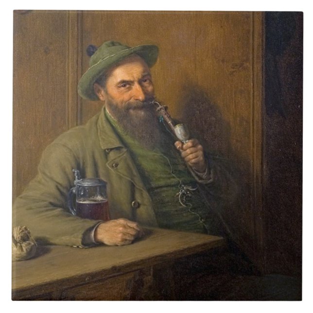 Skogsvaktarn Forest (av Eduard von Grützner) Kakelplatta (Framsidan)