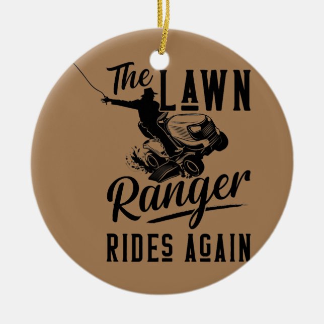 Skogsvaktarn kör återigen Gräsmatta Traktor Mining Julgransprydnad Keramik (Framsidan)