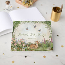 Skogsvalv och hjortbarns baby shower-gästbok