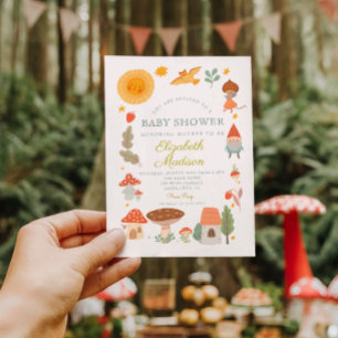 Skogsvamp i skogshuset Baby Shower Inbjudningar