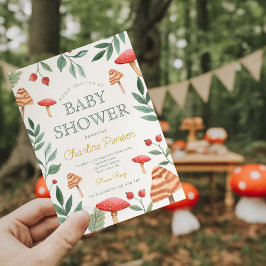 Skogsvamp i skogshuset Baby Shower Inbjudningar