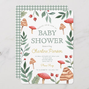 Skogsvamp i skogshuset Baby Shower Inbjudningar