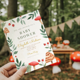 Skogsvamp i skogshuset Baby Shower Inbjudningar