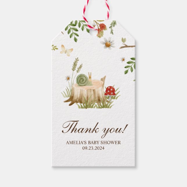 Skogsvampar, babyduschfavörer presentetikett (Framsidan)