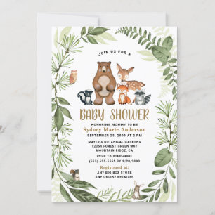 Skogsvännen Friends Greenery Boho Baby Shower Inbjudningar