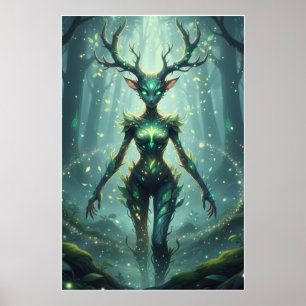 Skogsvårdande Andlig Fantasy Art Affisch