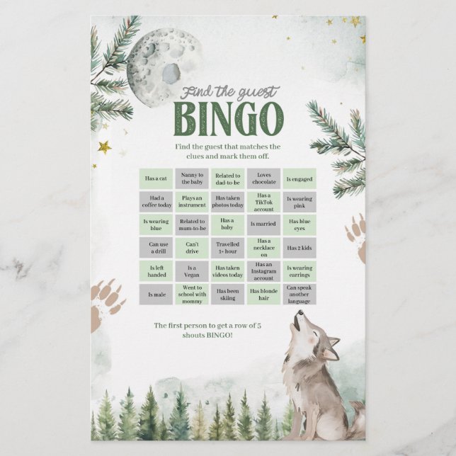 Skogsvarg Hitta Gästens Bingospel (Framsida)