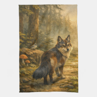 Skogsvarg i konstnärlig stil | 40,6 cm × 60,9 cm k kökshandduk