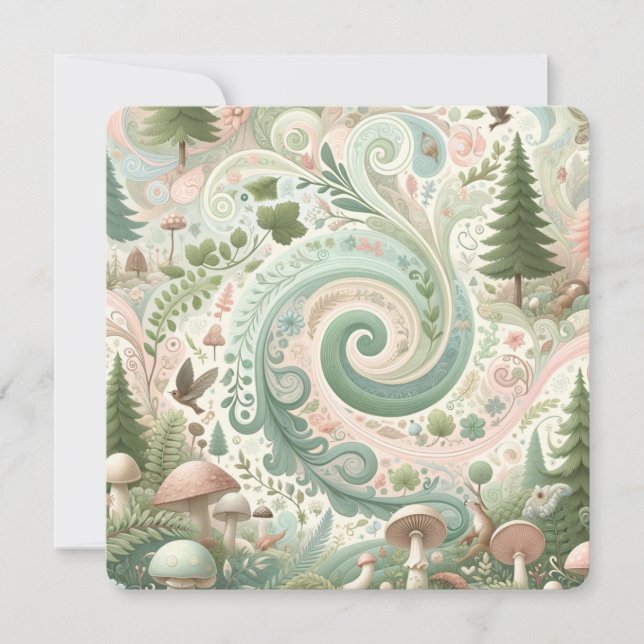 Skogsvarv: Pastel Cottagecore Dream Inbjudningar (Framsida)