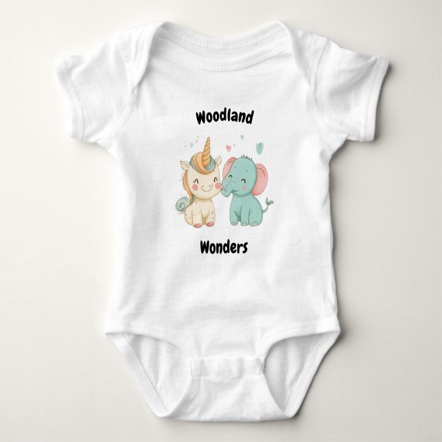 Skogsväsen Enhörning & Elefant - Söta Vänner T Shirt (Framsida)