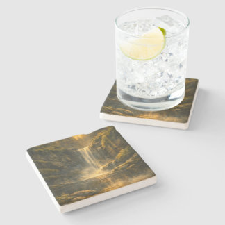Skogsvattenfall Konstnärlig kalkstens Coaster Stenunderlägg