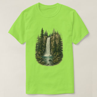 Skogsvattenfall Landskaps Grafisk T-Shirt