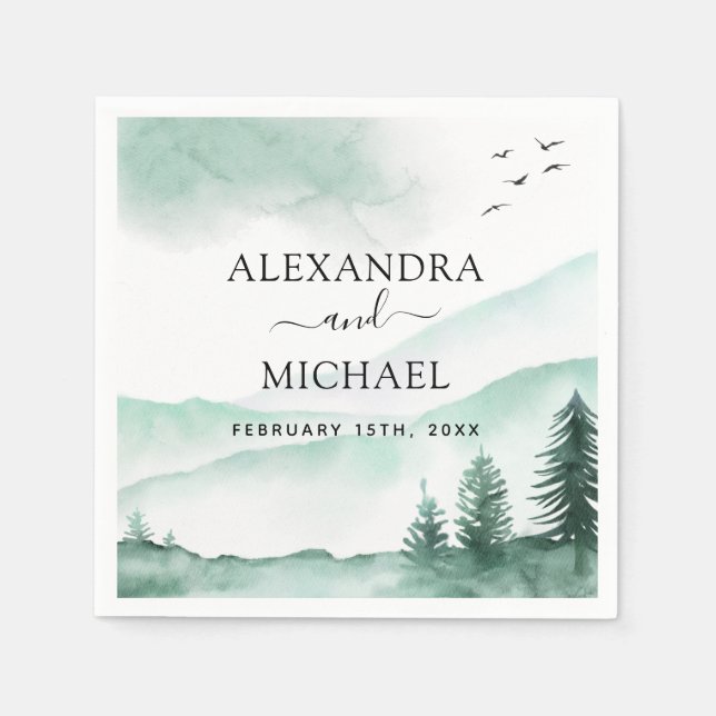 Skogsvattenfärgen Modern i Rustiga bergen Pappersservett (Framsidan)