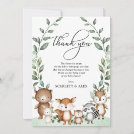 Skogsväxt Djur Baby Shower Förmån Tack Kort