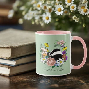 Skogsväxter Grävling Vilda blommor Svamp Salvia Gr Mugg