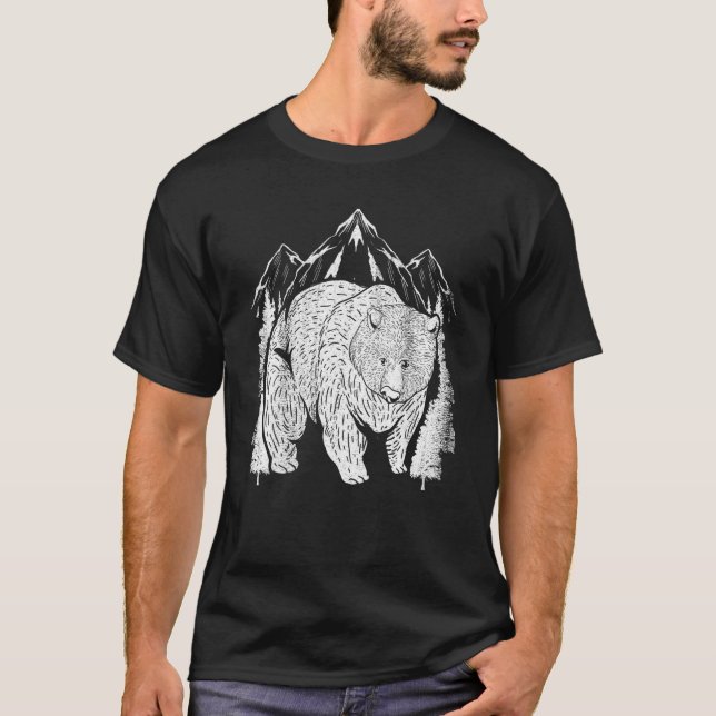 Skogsvildlevande natur utomhusbergen Grizzly B T Shirt (Framsida)