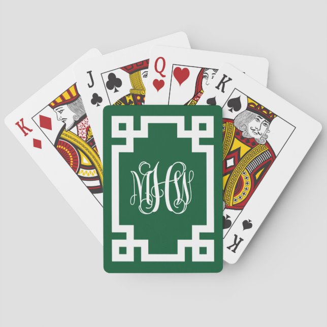 Skogsvit vinrankeskrift Monogram Grekisk nyckel DI Casinokort (Baksidan)