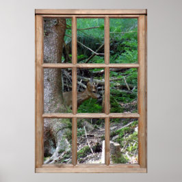Skogsvy från ett fönster poster